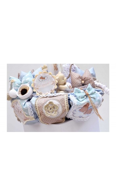 Lumanare de botez cu ursuleti si baloane personalizata prin coasere Air Balloons Teddy Bears 16
